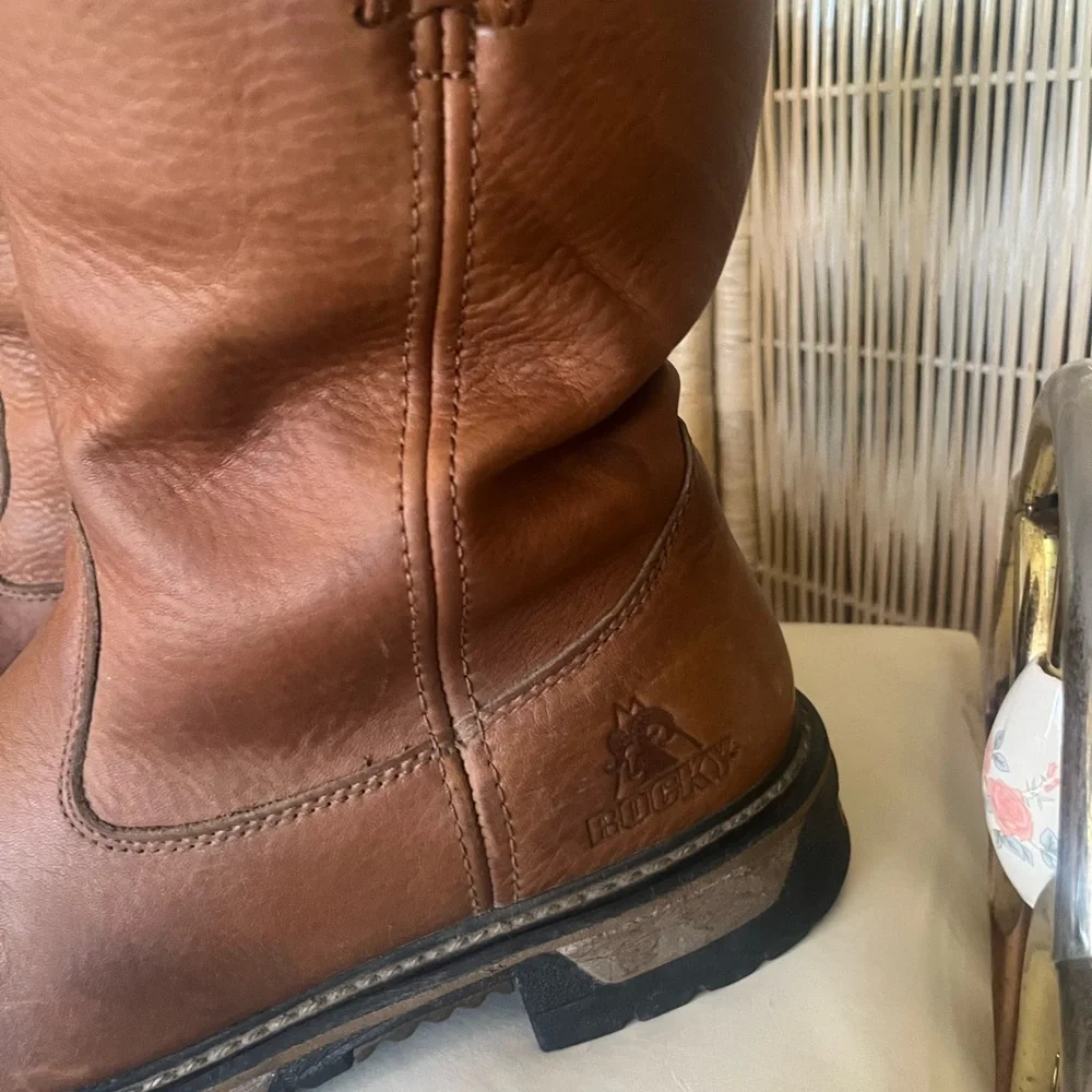 Rocky Men's Brown Leather Pull-On Work Boots